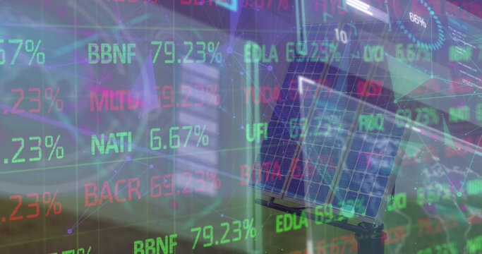 Image of data processing over solar panels