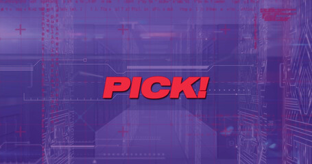 Image of kick text with data processing over server room