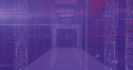 Image of kick text with data processing over server room