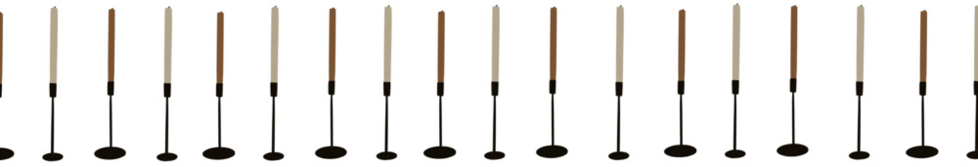 Vector Christmas border and decorations are isolated on white background.