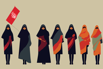 Iranian women wearing hijab, proud look. protests for women freedom in Iran
