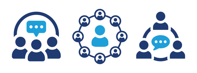 Social circle icon set. Group communication and social network symbol. Vector illustration.