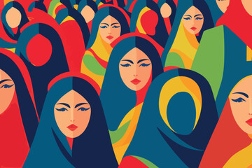 Iranian women wearing hijabs. Protesting against the wearing of headwear

