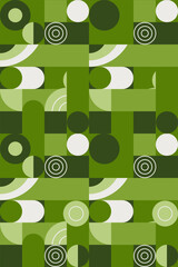 Geometric pattern seamless Green with circles and rectangles Vector image