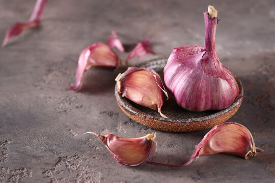 ripe garlic healthy food on the table