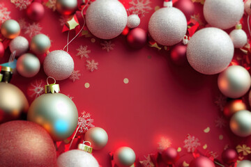 Fototapeta na wymiar Christmas background with bubbles and toys