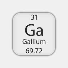 Gallium symbol. Chemical element of the periodic table. Vector illustration.