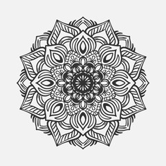 Circular pattern in the form of mandala for Henna, Mehndi, tattoo, and decoration. Decorative ornament in ethnic oriental style. Coloring book page