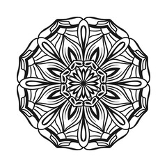 Circular pattern in the form of mandala for Henna, Mehndi, tattoo, and decoration. Decorative ornament in ethnic oriental style. Coloring book page