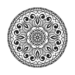 Circular pattern in the form of mandala for Henna, Mehndi, tattoo, and decoration. Decorative ornament in ethnic oriental style. Coloring book page
