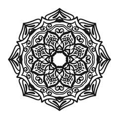 Circular pattern in the form of mandala for Henna, Mehndi, tattoo, and decoration. Decorative ornament in ethnic oriental style. Coloring book page