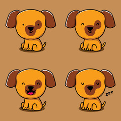 vector illustration of cute puppy emoji