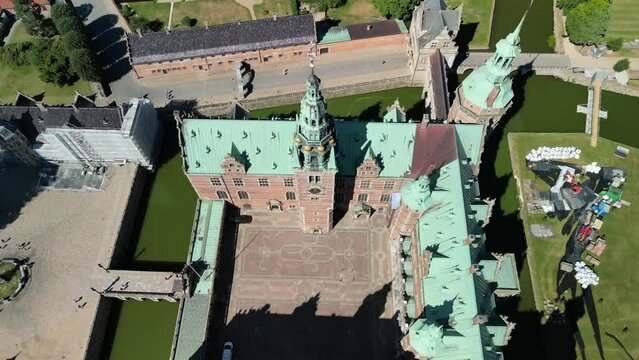 Frederiksborg Castle Denmark Drone Pan Down