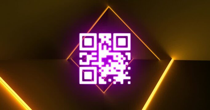 Animation of flickering qr code over neon lights