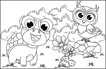 coloring animal cartoon for kids