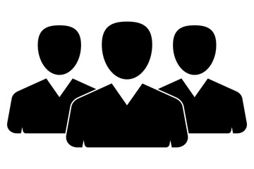 3 Persons Icon, Black isolated Vector illustration. Human symbol for infographics, website design, logo, app, UI, Network Marketing diagram.