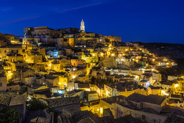 Panorama notturno di Matera