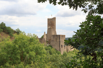 Ruins of the castle Löwenburg in Eifel village Monreal, Germany