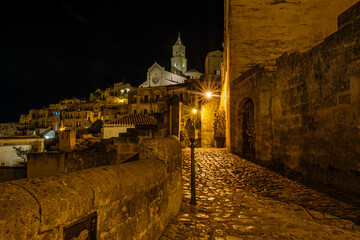 Obraz premium Matera, vista di notte