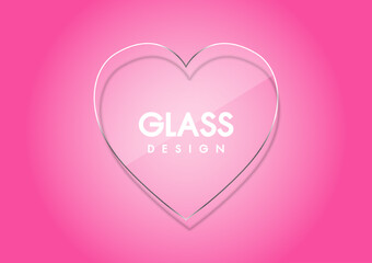 3D Heart-shaped glass illustration on a bright pink background conveying love.