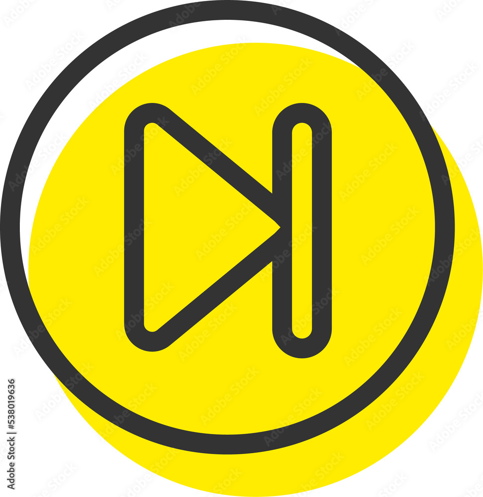 Poster next icon for media player button interface. video and audio player navigations symbol in line desig