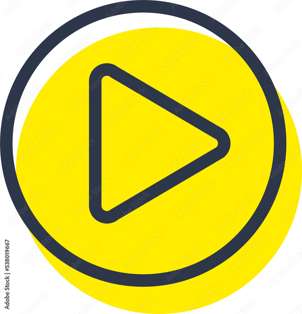 Poster play icon for media player button interface. video and audio player navigations symbol in line desig