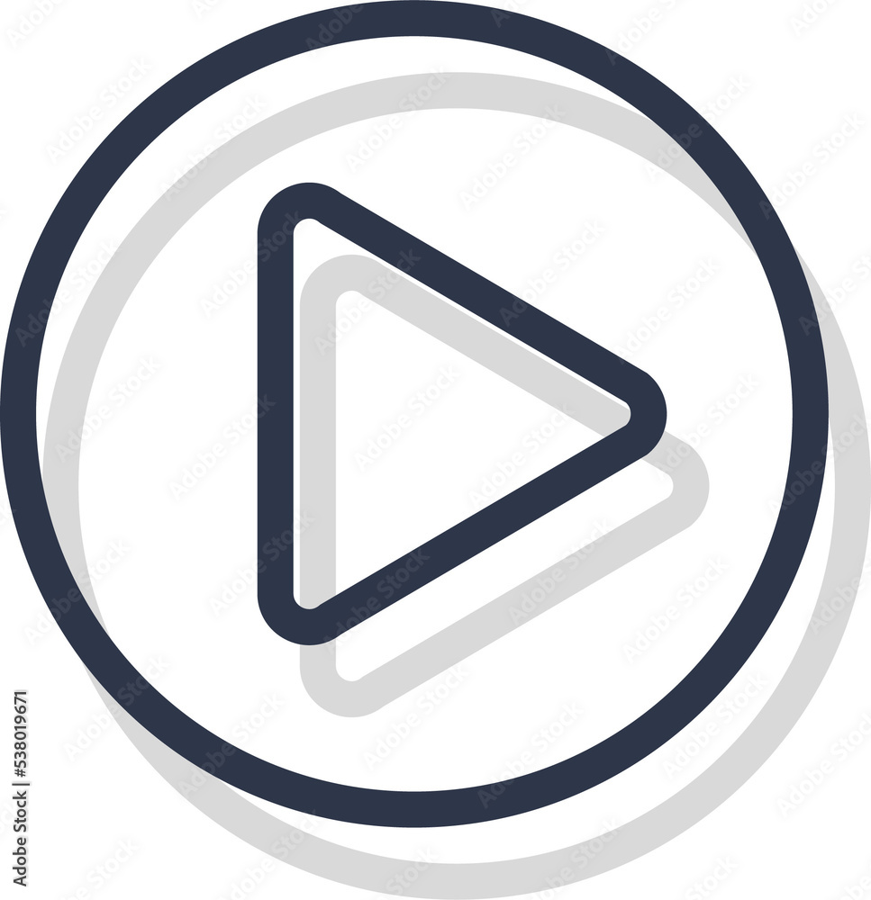 Poster play icon for media player button interface. video and audio player navigations symbol in line desig