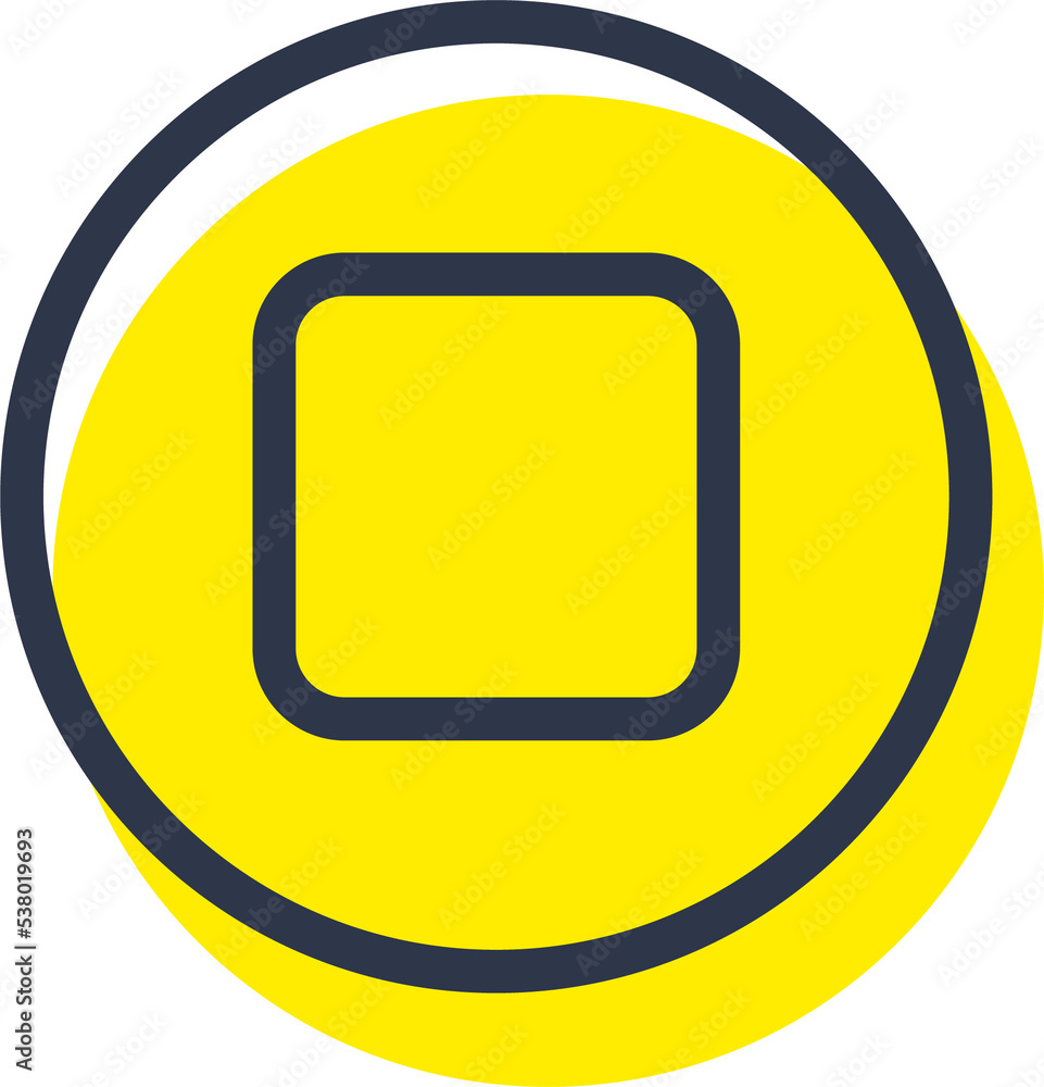 Poster stop icon for media player button interface. video and audio player navigations symbol in line desig