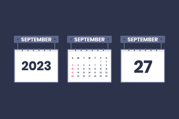 27 September 2023 calendar icon for schedule, appointment, important date concept