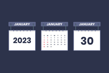 30 January 2023 calendar icon for schedule, appointment, important date concept