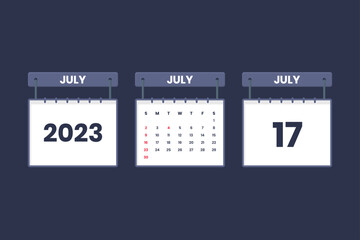 17 July 2023 calendar icon for schedule, appointment, important date concept