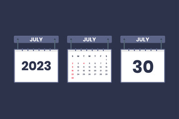 30 July 2023 calendar icon for schedule, appointment, important date concept