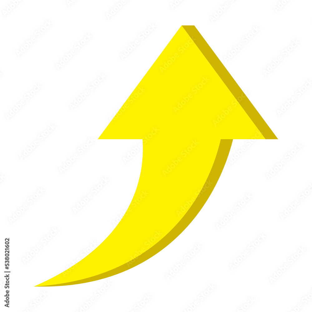Poster yellow arrow up. arrow up icon. color flat ui for website. top symbol for button isolated on white b