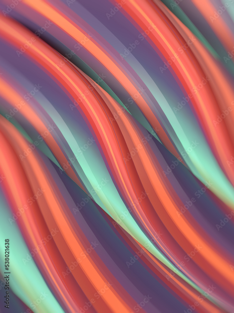 Poster Pattern of twisted geometric shapes with bright color combination. 3d rendering digital illustration