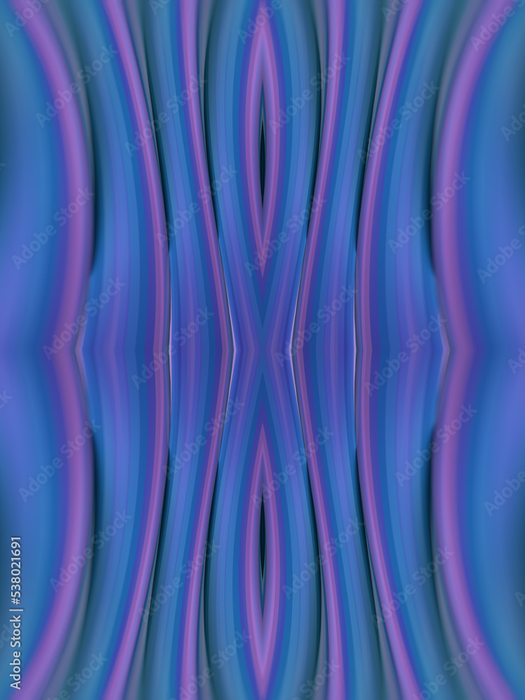 Poster Symmetrical wavy pattern with colored texture. 3d rendering digital illustration