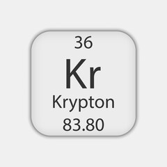 Krypton symbol. Chemical element of the periodic table. Vector illustration.