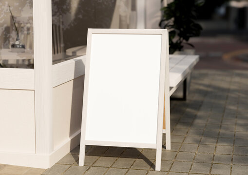 White Board, welcome sign Mockup , outdoors. Greeting template with clipping path.