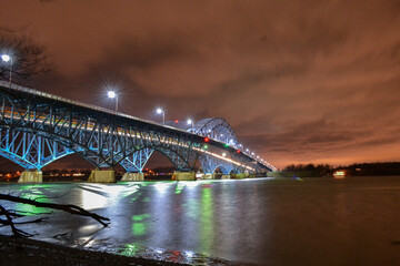 bridge over the river at night Grand Island NY
