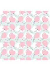 Seamless pattern background with clouds and balloons
