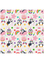 Seamless pattern background with funny unicorn penguin party

