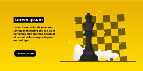 The Loser White Queen chess figure in competition success play. Chess Tournament vector banner design. Vector illustration