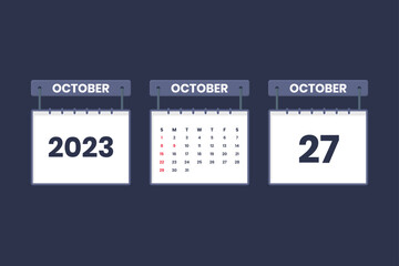 27 October 2023 calendar icon for schedule, appointment, important date concept