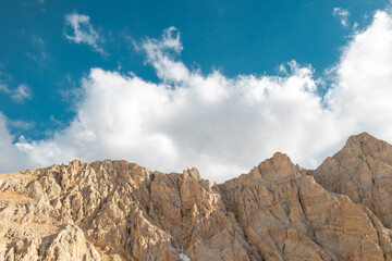 Aladaglar National Park. Cloudy mountain landscape. Transmountain trips. Trekking Aladaghlar. Turkey..