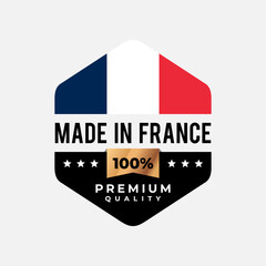 Made in France label. Vector shield icon