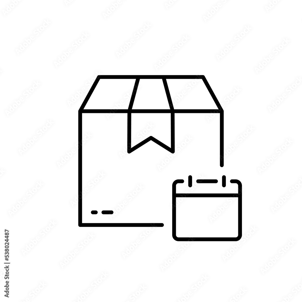Poster time appointment for express delivery service outline icon. schedule in calendar for date delivery l
