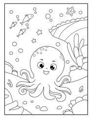 Octopus coloring page for kids