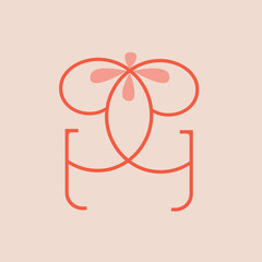 GG monogram logo. Letter g icon. Alphabet initials isolated on light fund. Uppercase lettering sign. Decorative design, calligraphic, gift boutique style characters. Elegant typography.