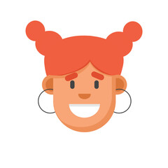 Orange hair flat style girl face. Minimalism, digital illustration