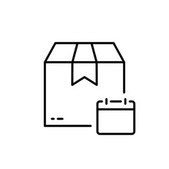 Time Appointment for Express Delivery Service Outline Icon. Schedule in Calendar for Date Delivery Line Icon. Parcel Box Deliver Day Hour Year Pictogram. Editable Stroke. Isolated Vector Illustration