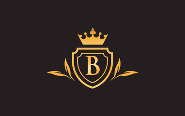 Fototapeta premium Crown and shield icon and royal luxury symbol image. King and queen abstract geometric logo with the letters